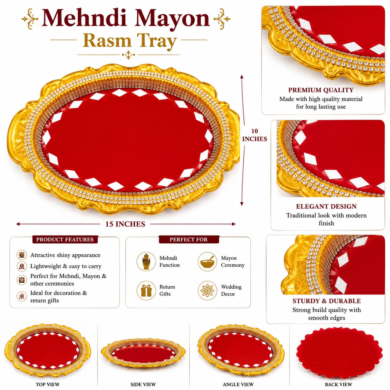 Handmade Indian Wedding Tray For Mehndi Haldi Mayon Rasam e Hina - Wedding Favor