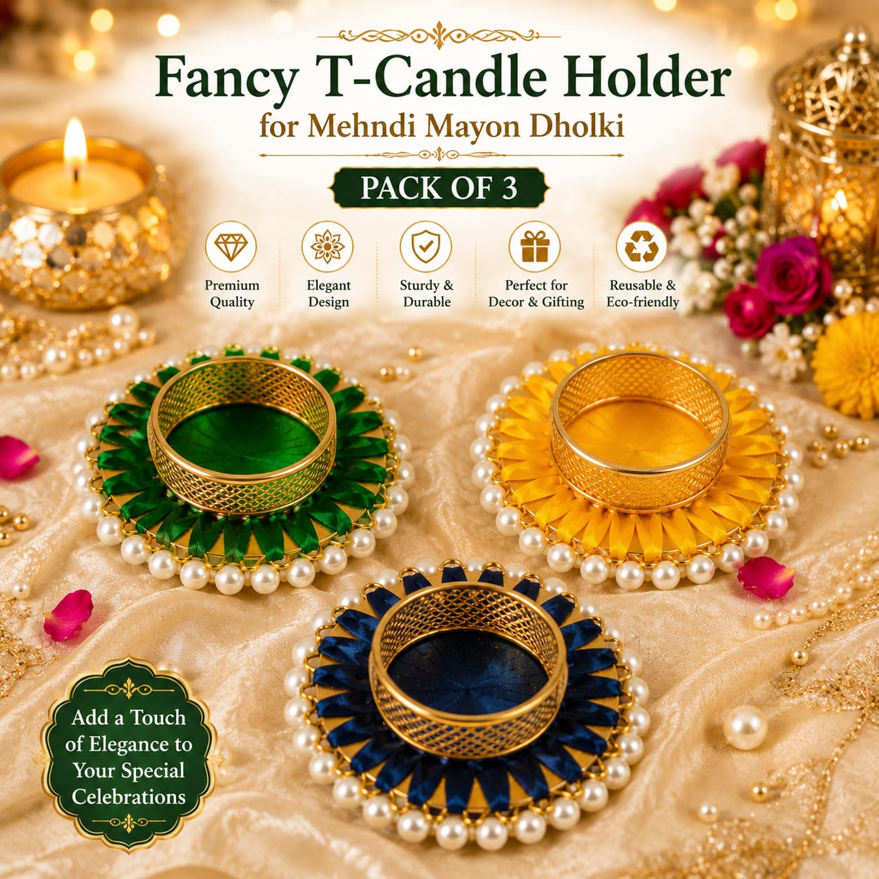 3pcs Small T-Light Candle Holders - Wedding Favor - Decoration