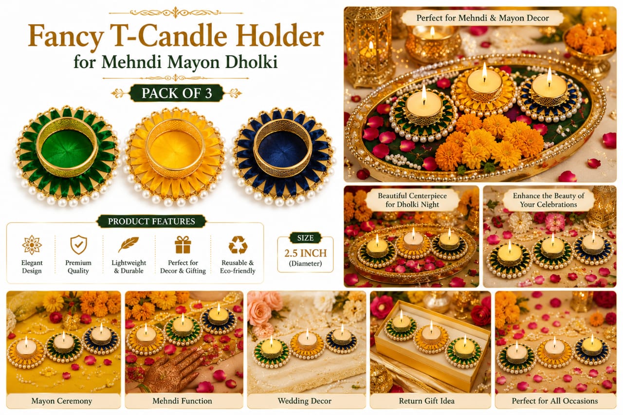 3pcs Small T-Light Candle Holders - Wedding Favor - Decoration view 3
