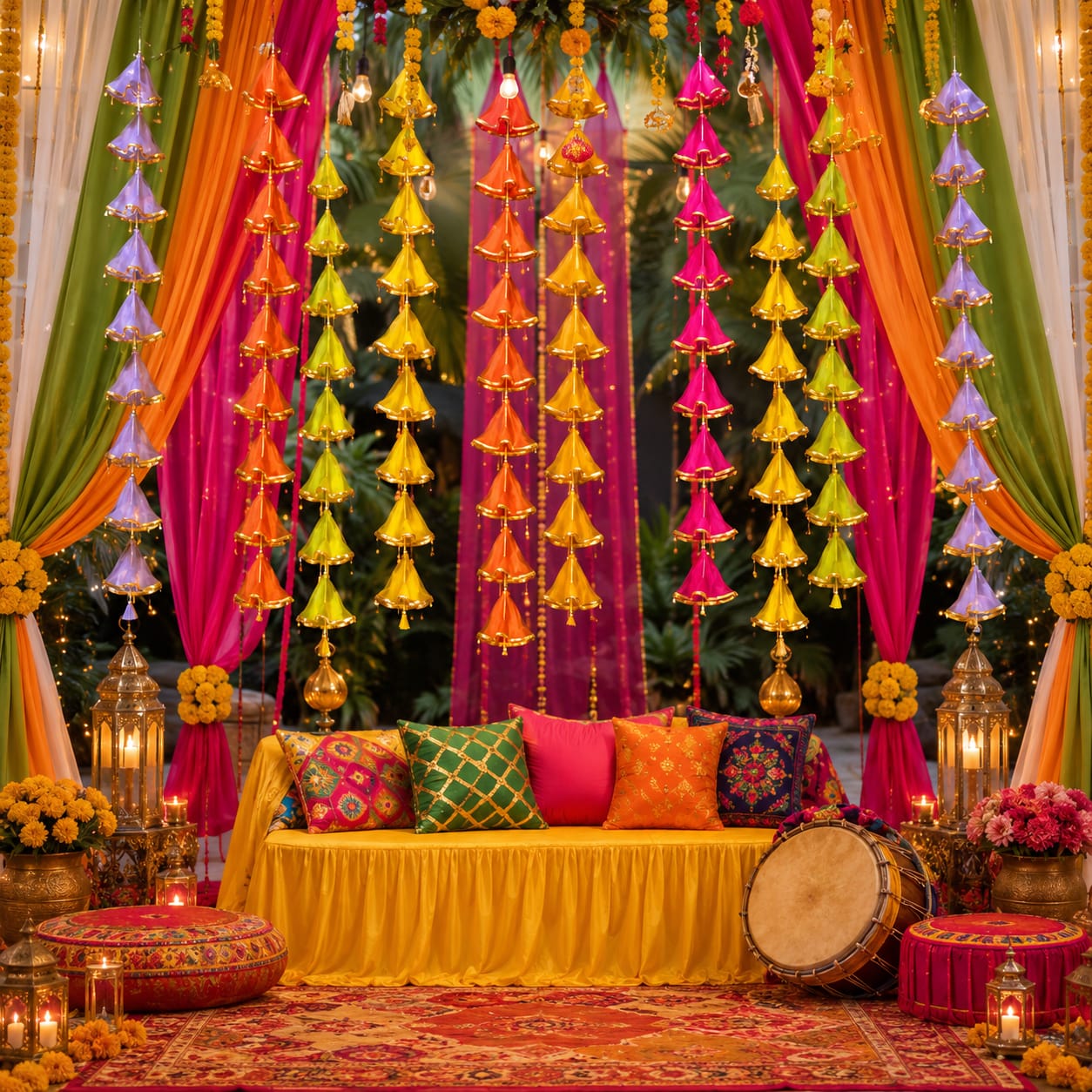 6pcs net gota indian wedding tassel hangings for party dholki mayon mehndi haldi decoration backdrop strings view 2