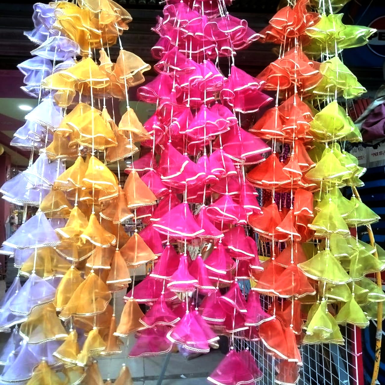 6pcs net gota indian wedding tassel hangings for party dholki mayon mehndi haldi decoration backdrop strings view 4