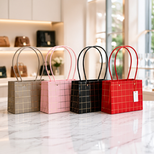 Premium Textured Plastic Flower Bucket / Gift Bag for Gifting Chocolates, Flowers, Perfumes and Cosmetics
