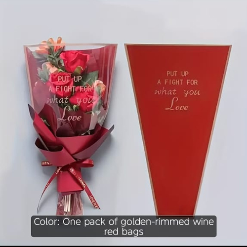 Luxury Bouquet Sleeve Bag - Spot Large Gold-Rimmed Multi-Branch Flower Packaging Bag Bouquet Packaging Material for Gift Flower Wrapping