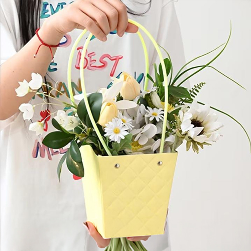 Yellow Flower Bucket Bouqet - florist bag - Gift Bag