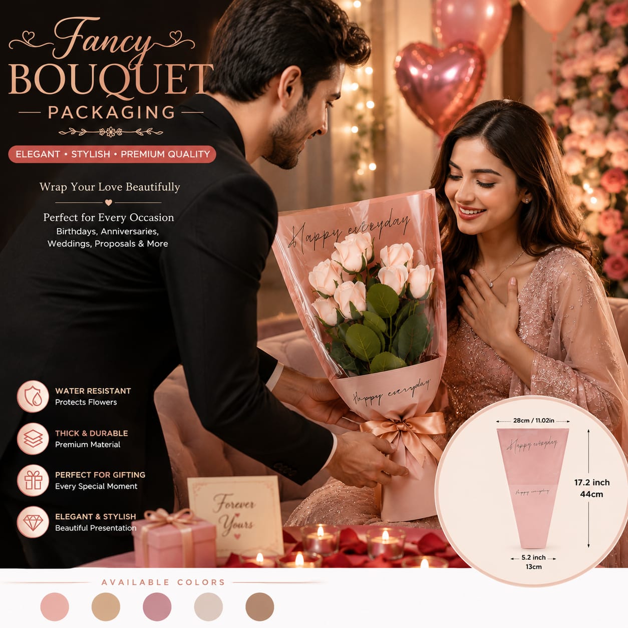 5pcs Fancy Shiny Bouquet Wrapping - Sleeve Bag with Ribbon Tie  - Flower Bouquet Bags - Floral Gift Bag - Flower Bouquet - Wedding Favor - Florist Bags view 4