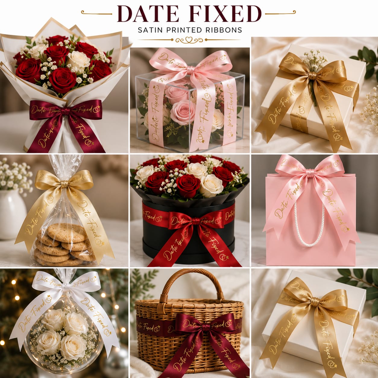 30ft Date Fixed Celebration Satin Ribbon Rolls view 2