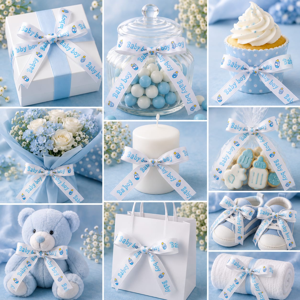 30ft It’s A Baby Boy Gift Satin Ribbon Roll for Baby Boy Announcement Gift Wrapping view 3