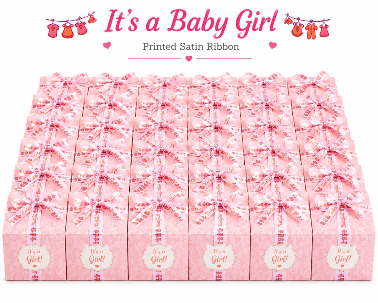 30ft It’s A Girl Ribbon Roll for Baby Announcement Wrapping Gift boxes view 3