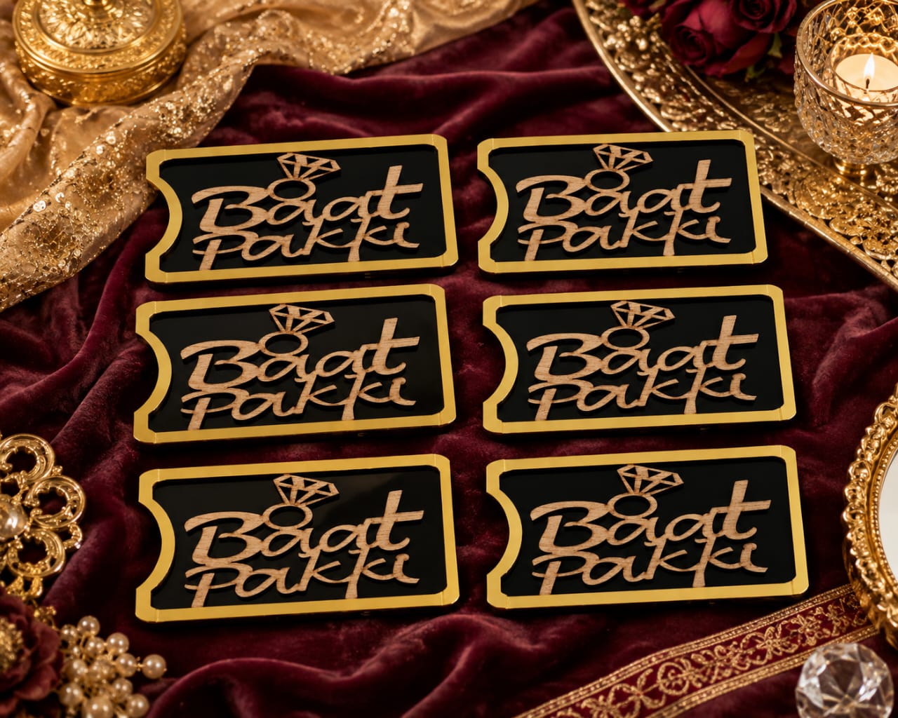 Baat Pakki Wooden Cash Money Envelope for Bride and Groom