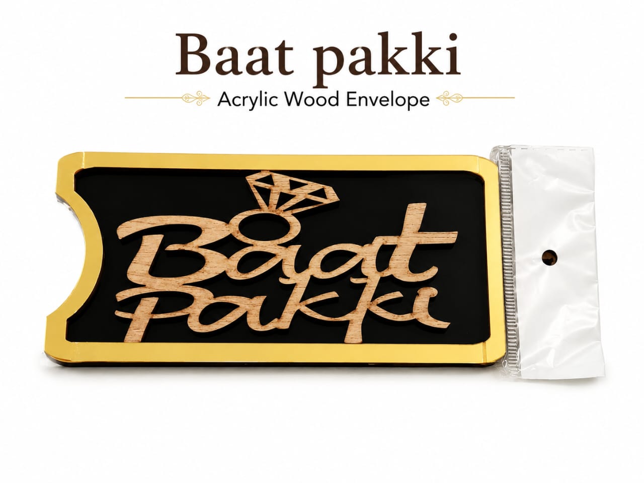 Baat Pakki Wooden Cash Money Envelope for Bride and Groom view 3