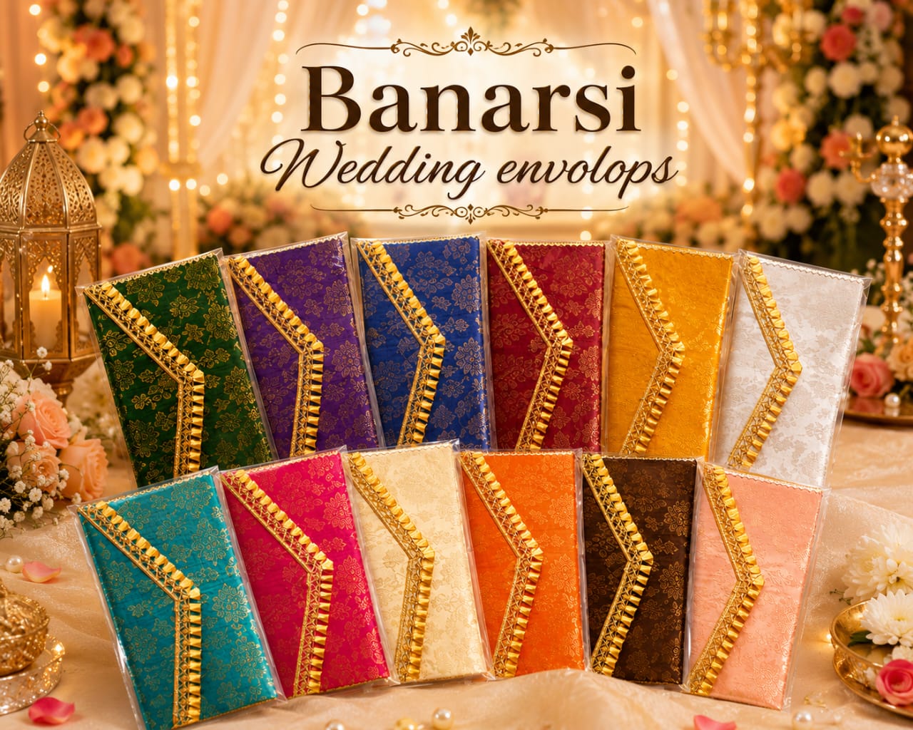 Traditional Handmade Banarsi Wedding Cash Gift Money Envelopes