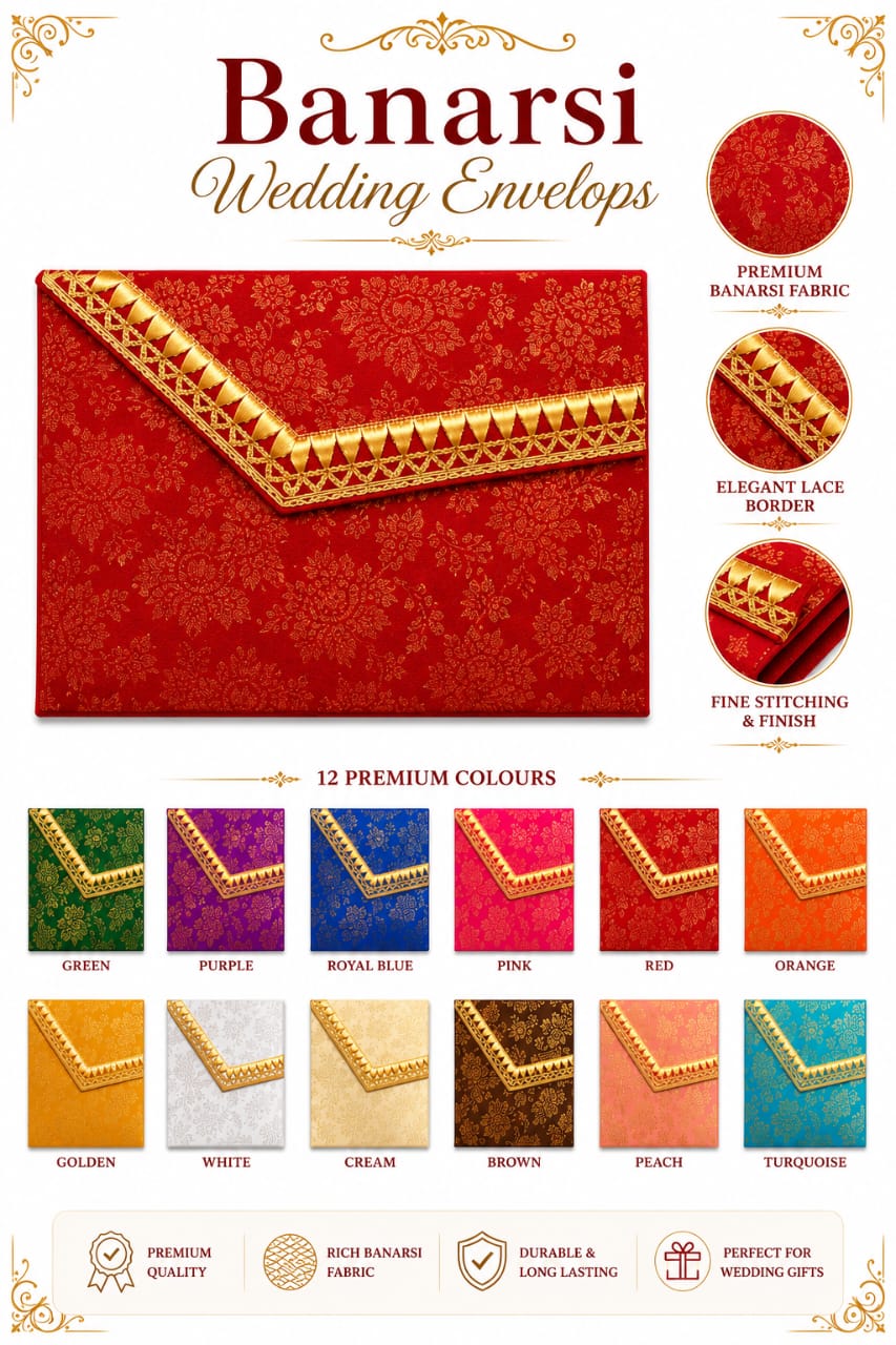 Traditional Handmade Banarsi Wedding Cash Gift Money Envelopes view 3