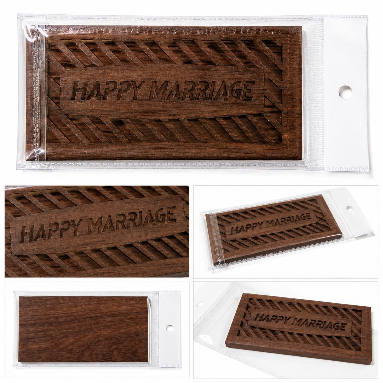 Happy Marriage Wooden Money Gift Envelope for Bride & Groom