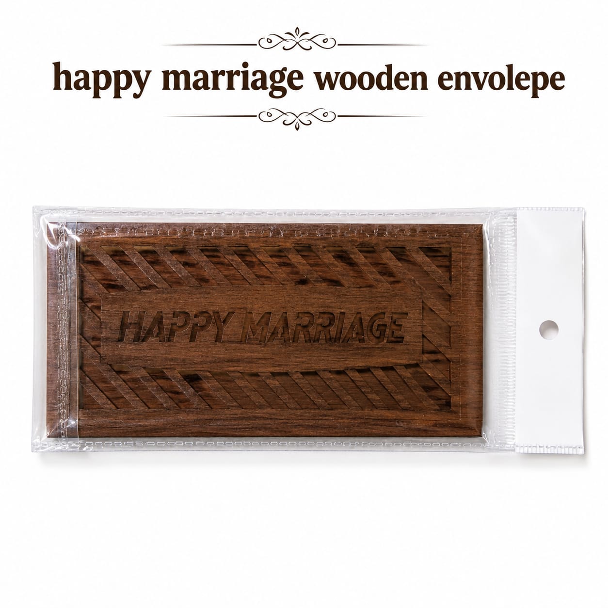 Happy Marriage Wooden Money Gift  Envelope for Bride & Groom view 3
