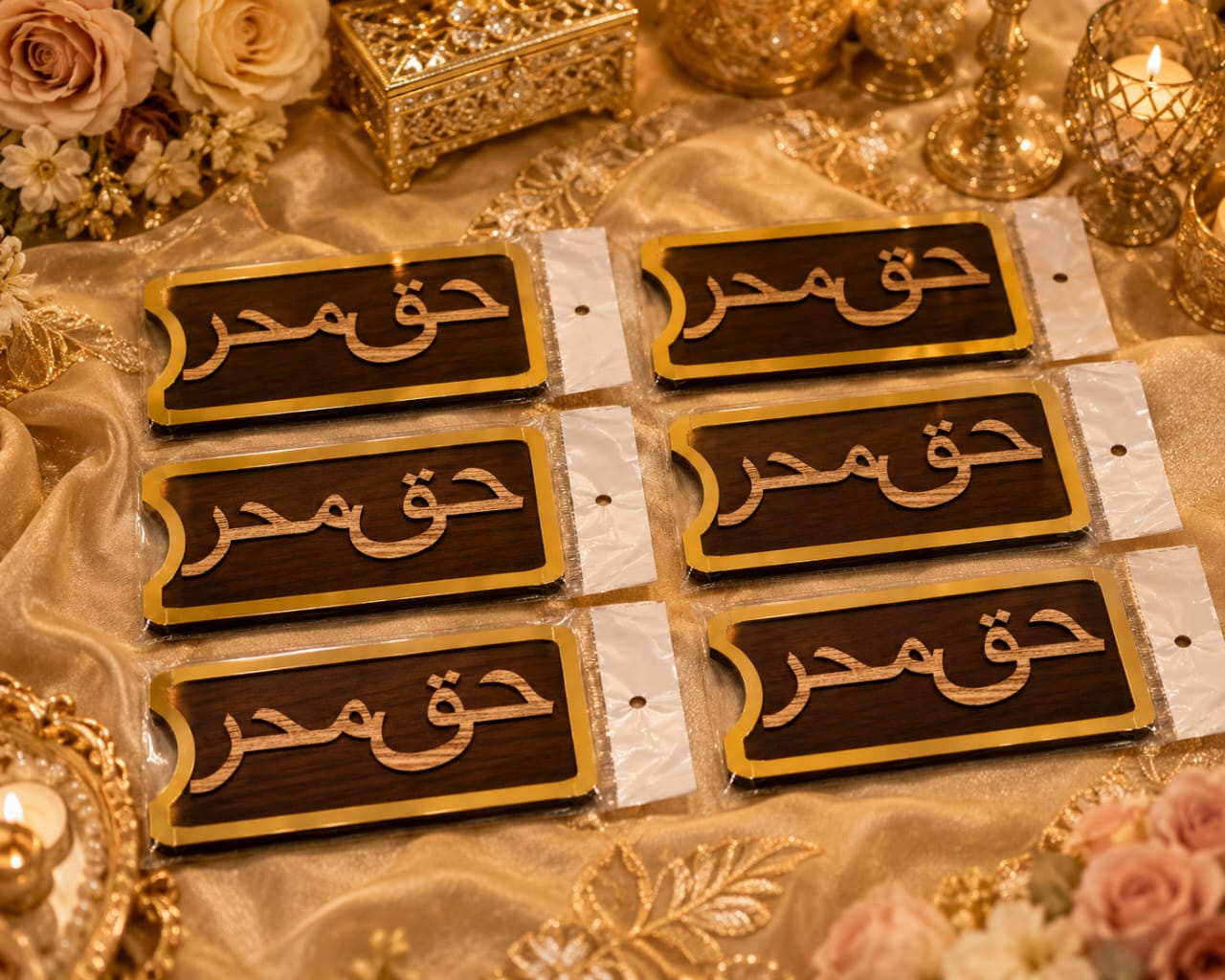 Haq Meher Acrylic Wooden Nikkah Gift Money Envelope view 3