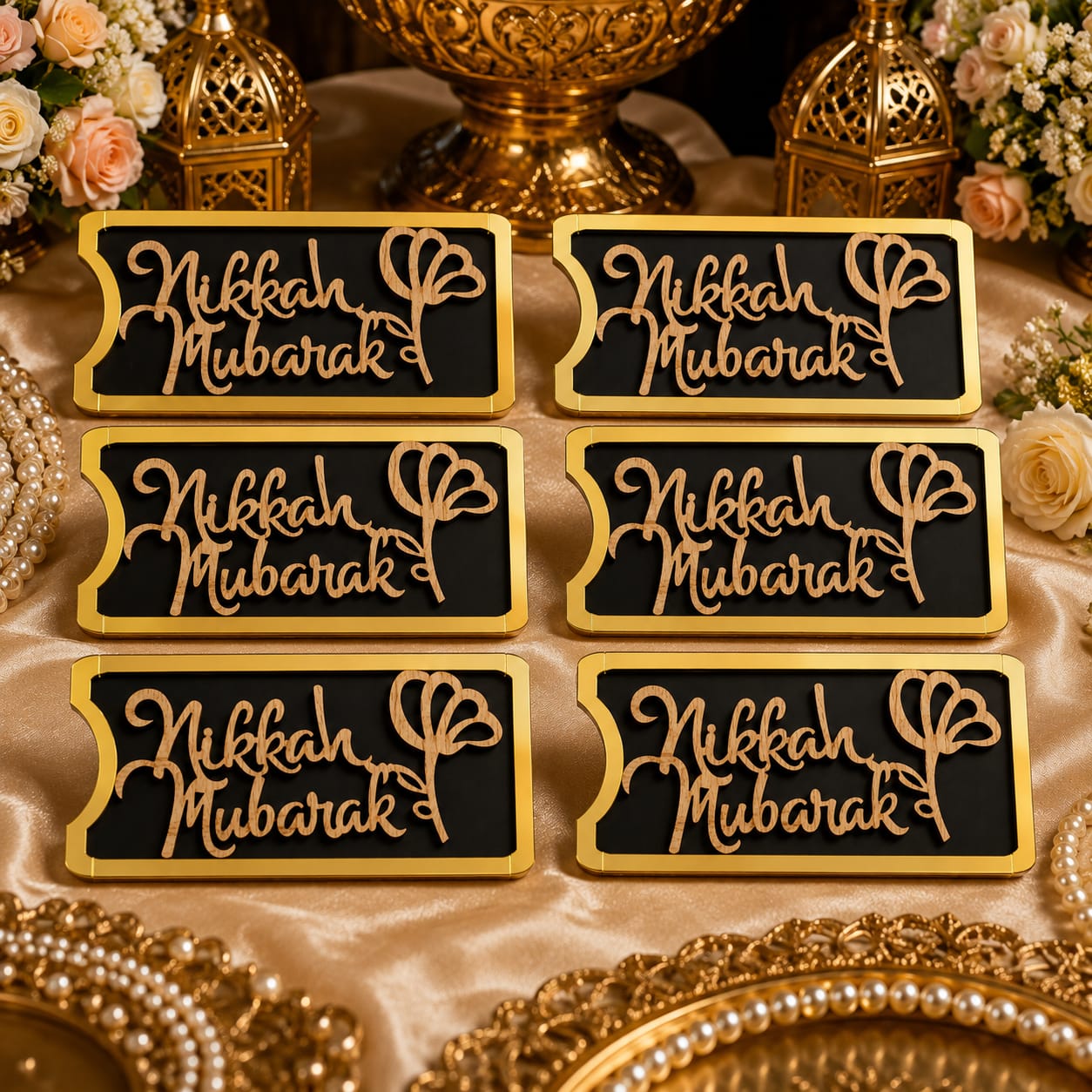 Nikkah Mubarak Acrylic Wooden Gift Money Envelope
