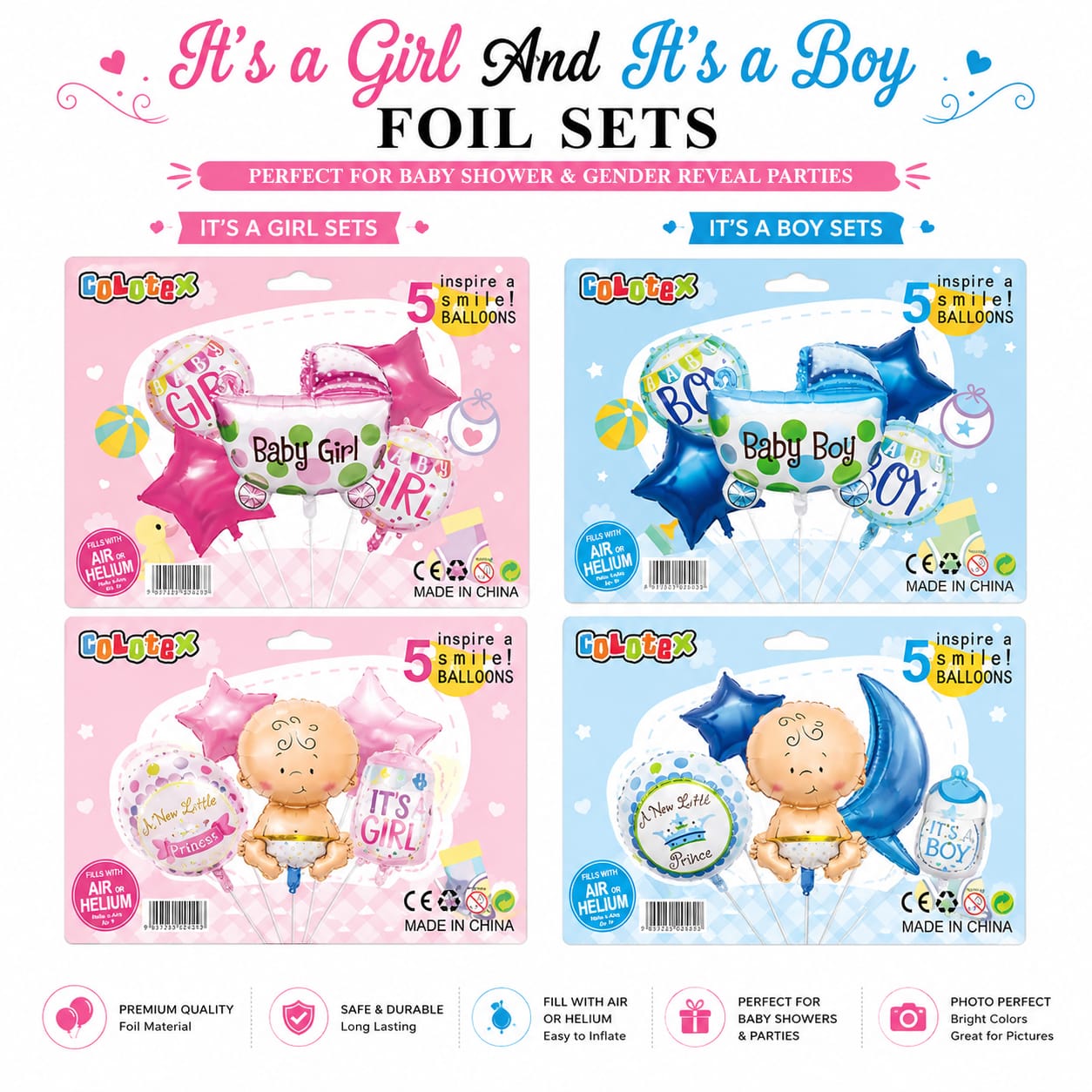 5pcs its a Girl foil balloons set for Baby Girl Annoucement Party Decoration Celebration view 2