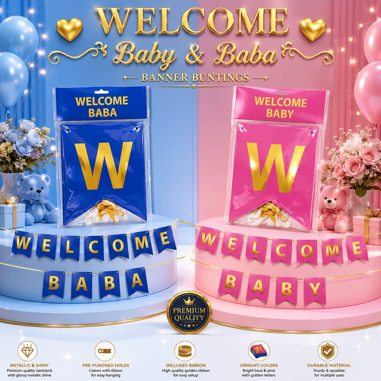 Welcome Baby Buntings Banner for party celebration view 2