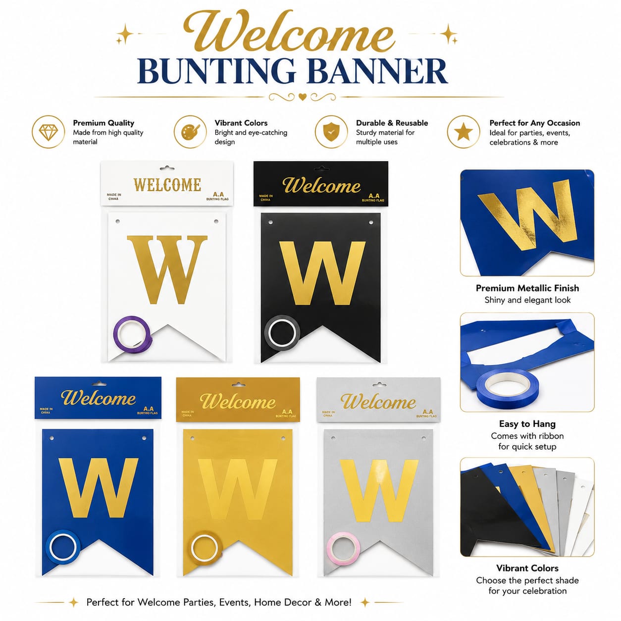 Welcome Buntings Banner In Alphabet Letters - Welcome Home party celebration
