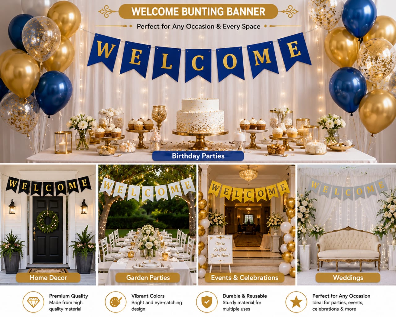 Welcome Buntings Banner In Alphabet Letters - Welcome Home party celebration view 2