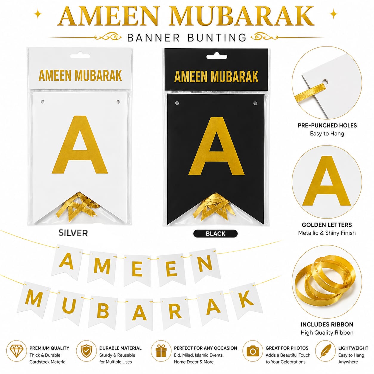 Ameen Mubarak Banner Bunting for party decoration celebration