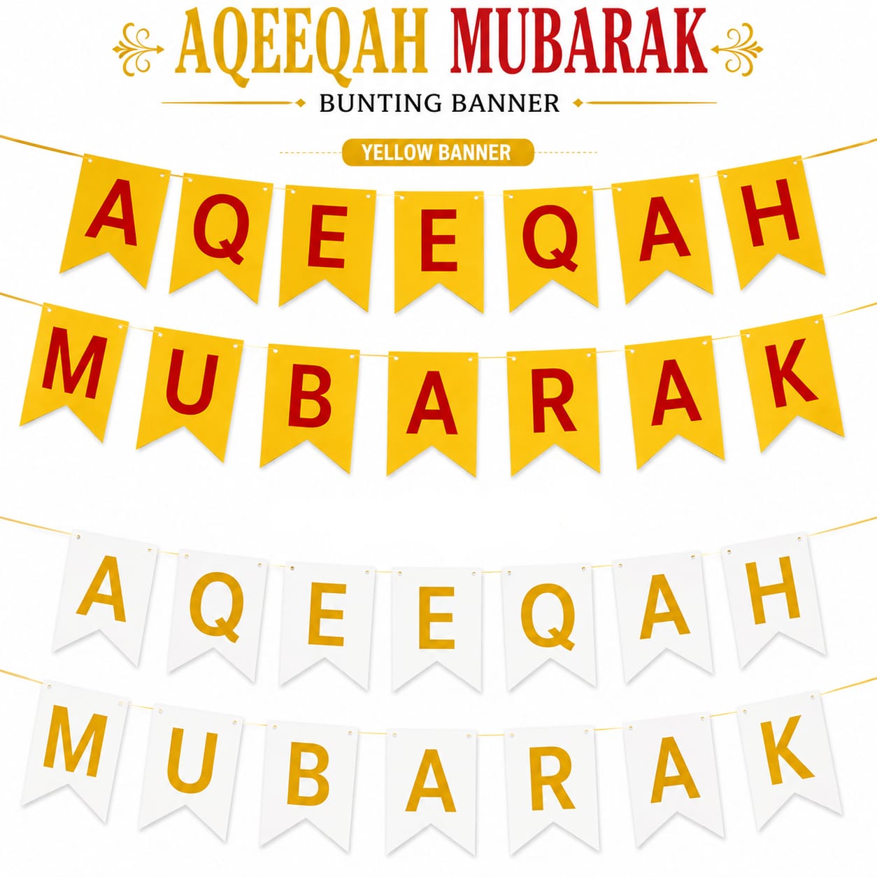 Aqeeqa Mubarak Bunting Banner party decoration