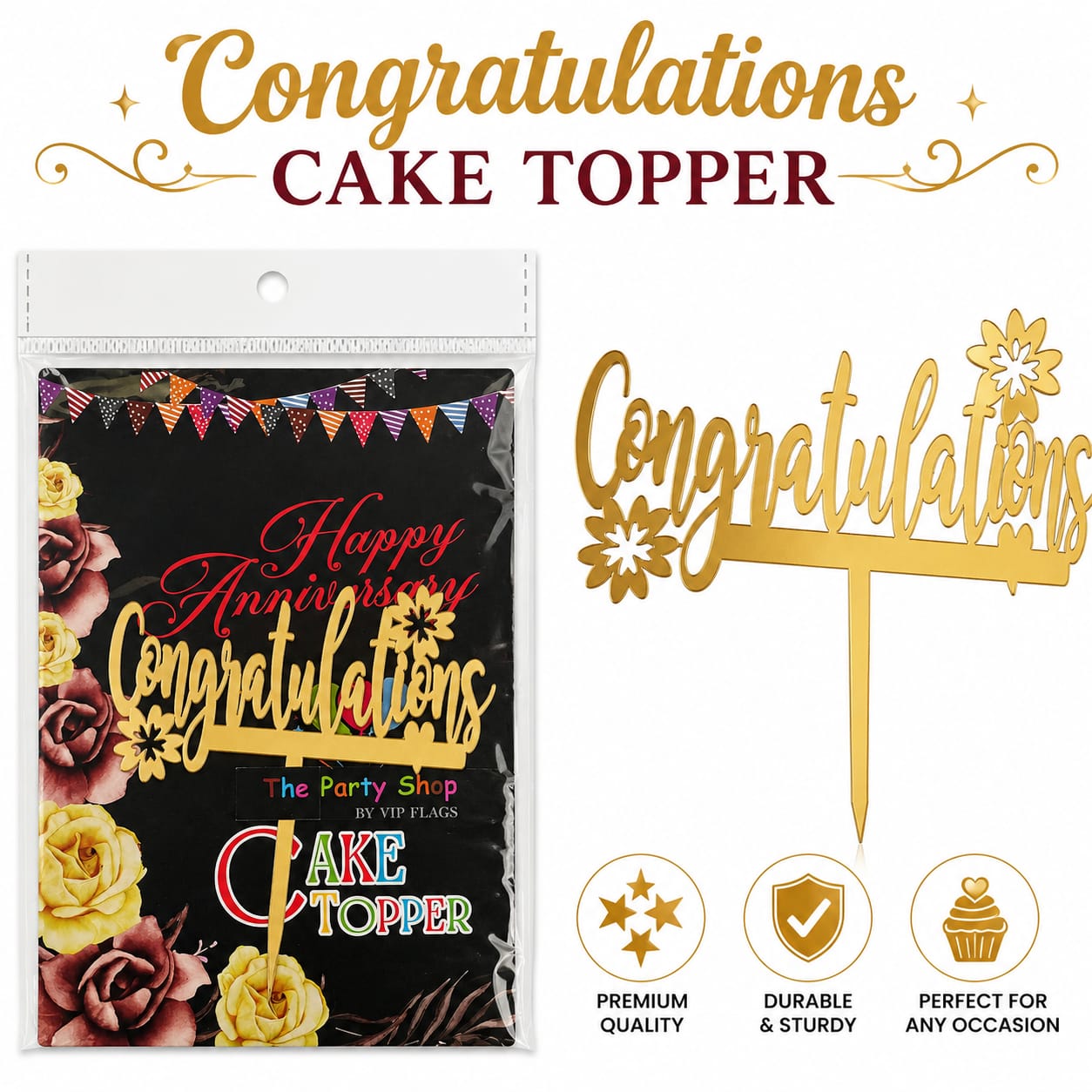 Congratulations Acrylic Cake Topper - Party Favor view 2